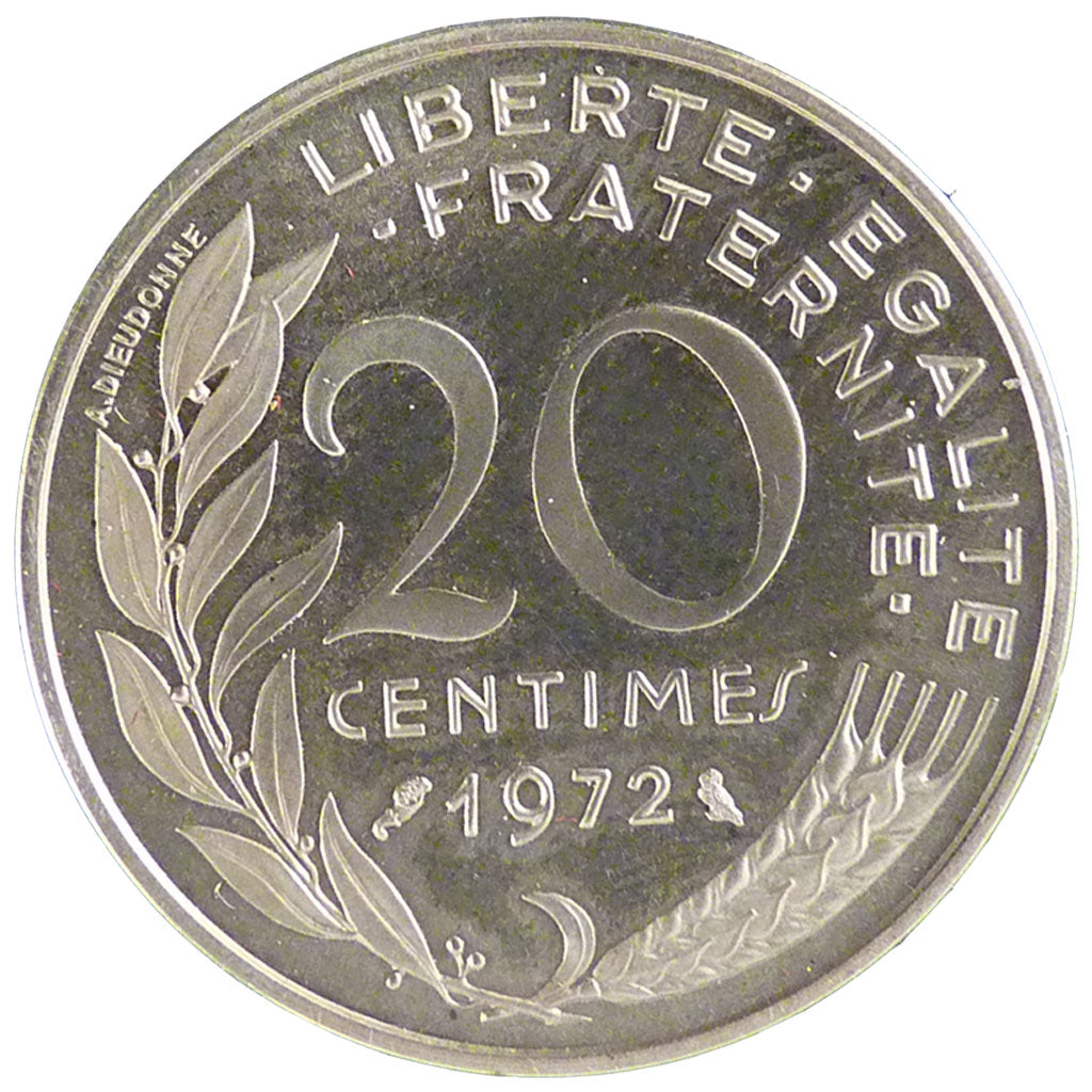 FRANCE, 20 Centimes, 1972, MS(65-70), Aluminium-Bronze, Gadoury #332P, 10.10