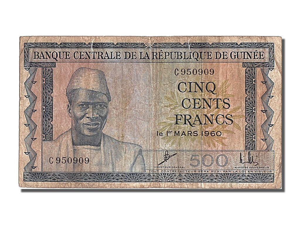 Guinea, 500 Francs, 1960, KM #14a, 1960-03-01, VF(20-25), C