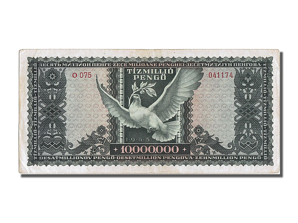 Hungary, 10,000,000 Pengö, 1945, KM #123, 1945-11-16, AU(55-58), O 075