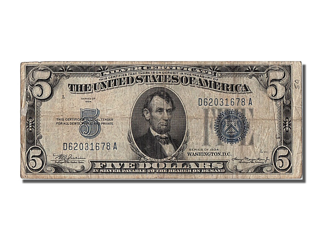 United States, 5 Dollars, 1934, VF(30-35), DA