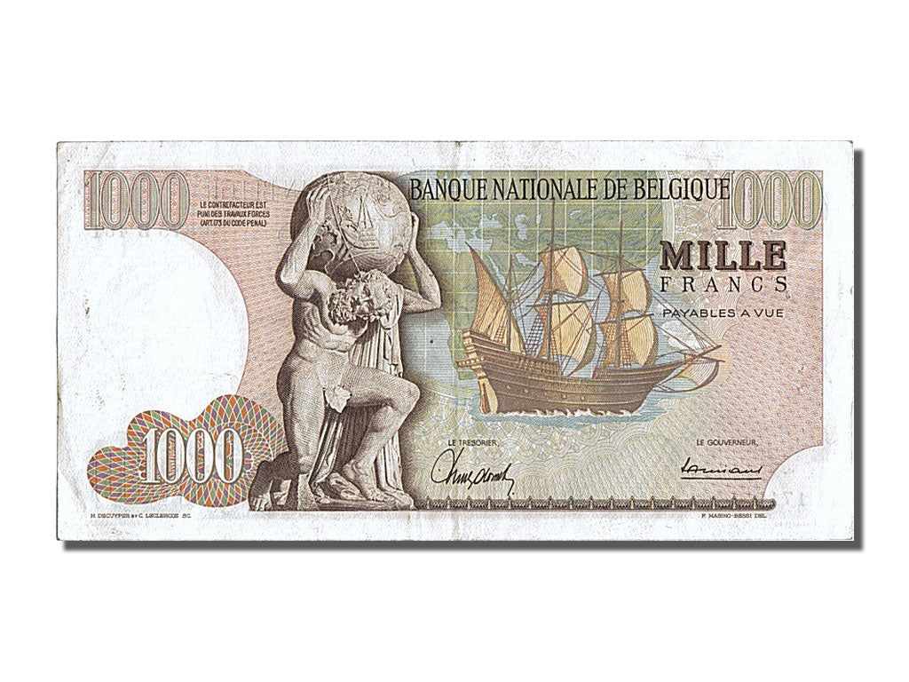 Banknote, Belgium, 1000 Francs, 1966, 1966-05-02, AU(55-58)