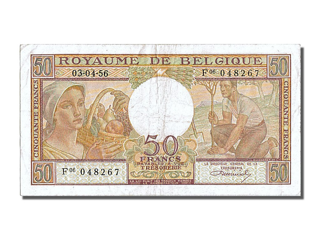 Belgium, 50 Francs, 1956, KM #133b, 1956-04-04, EF(40-45), F06