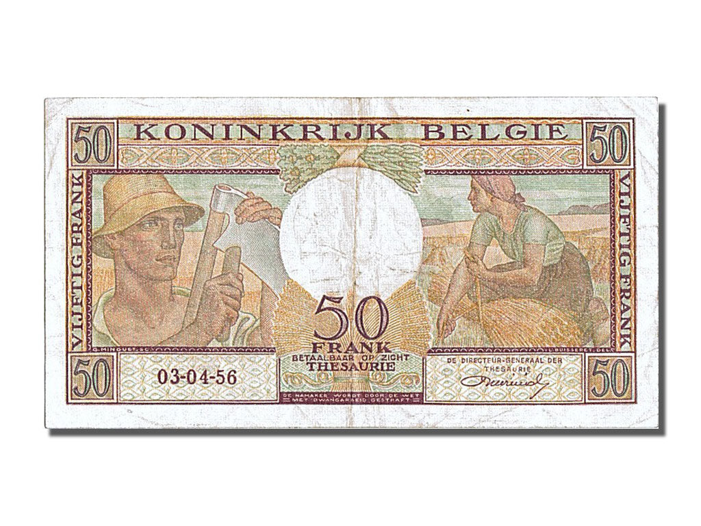 Belgium, 50 Francs, 1956, KM #133b, 1956-04-04, EF(40-45), F06
