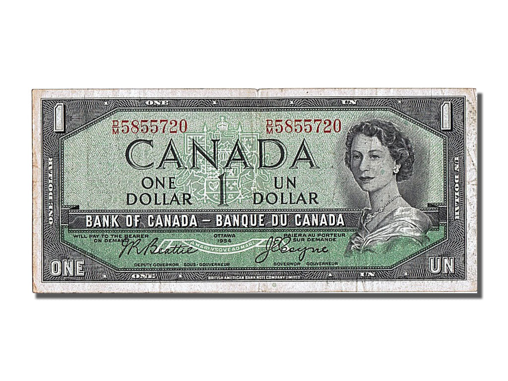 Canada, 1 Dollar, 1954, KM #74a, AU(50-53), D/M