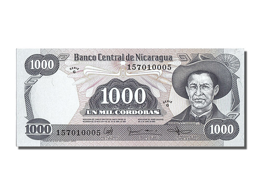 Nicaragua, 1000 Córdobas, 1985, KM #145b, UNC(65-70), G