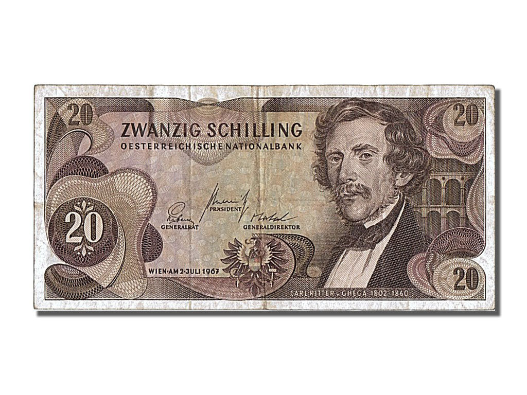 Banknote, Austria, 20 Schilling, 1967, 1967-07-02, EF(40-45)