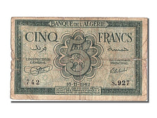 Algeria, 5 Francs, 1942, KM #91, 1942-11-16, VF(30-35), S927