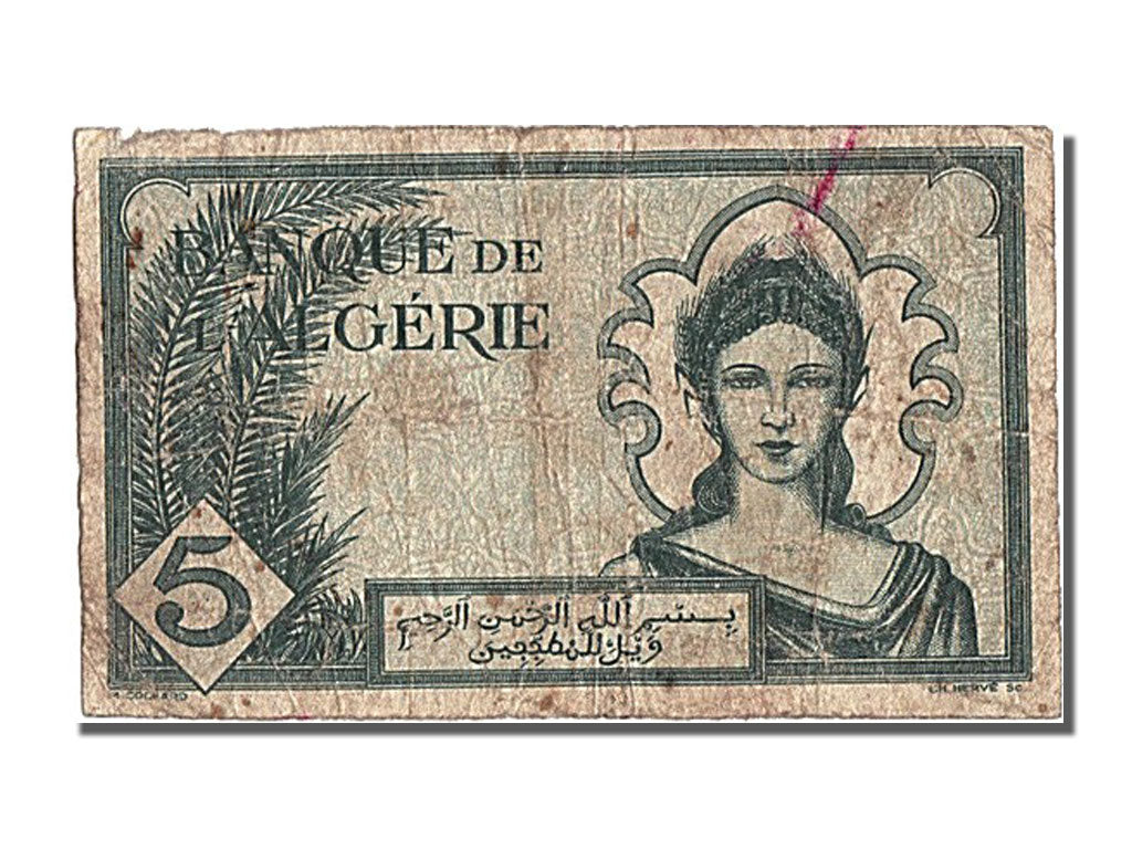 Algeria, 5 Francs, 1942, KM #91, 1942-11-16, EF(40-45), L6