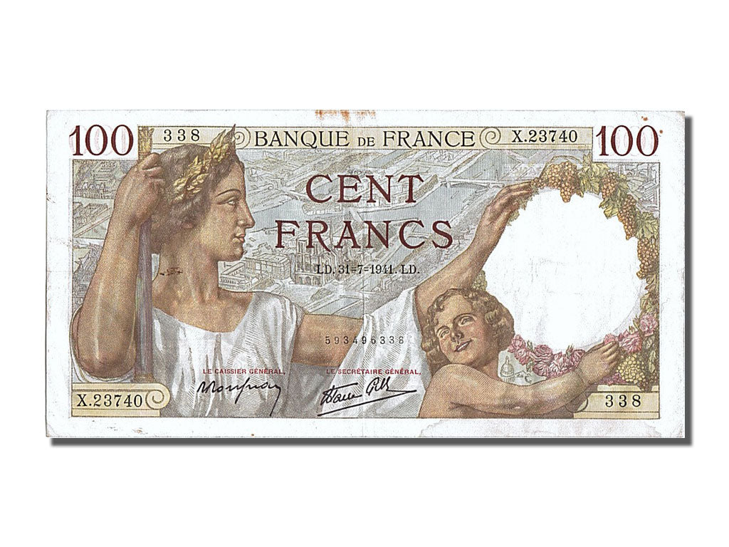 France, 100 Francs, 100 F 1939-1942 ''Sully'', 1941, KM #94, 1941-07-31,...