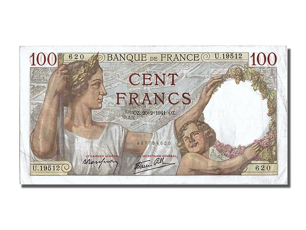France, 100 Francs, 100 F 1939-1942 ''Sully'', 1941, KM #94, 1941-02-20,...