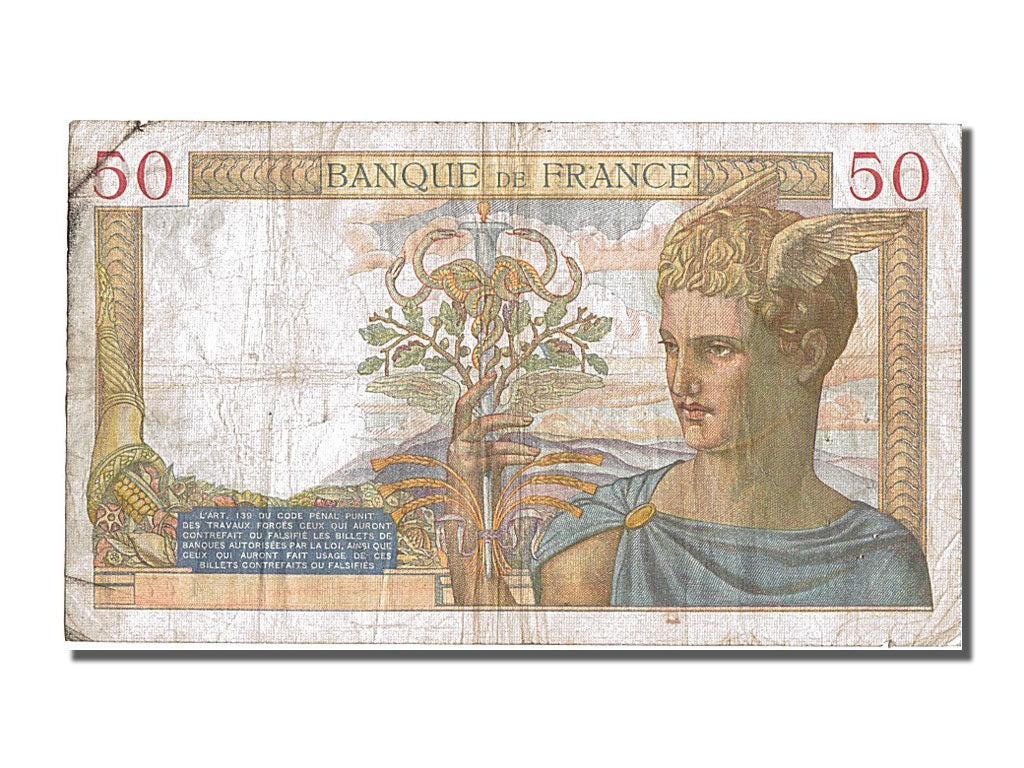 Billet, France, 50 Francs, 50 F 1934-1940 ''Cérès'', 1937, TB, Fayette:18.02