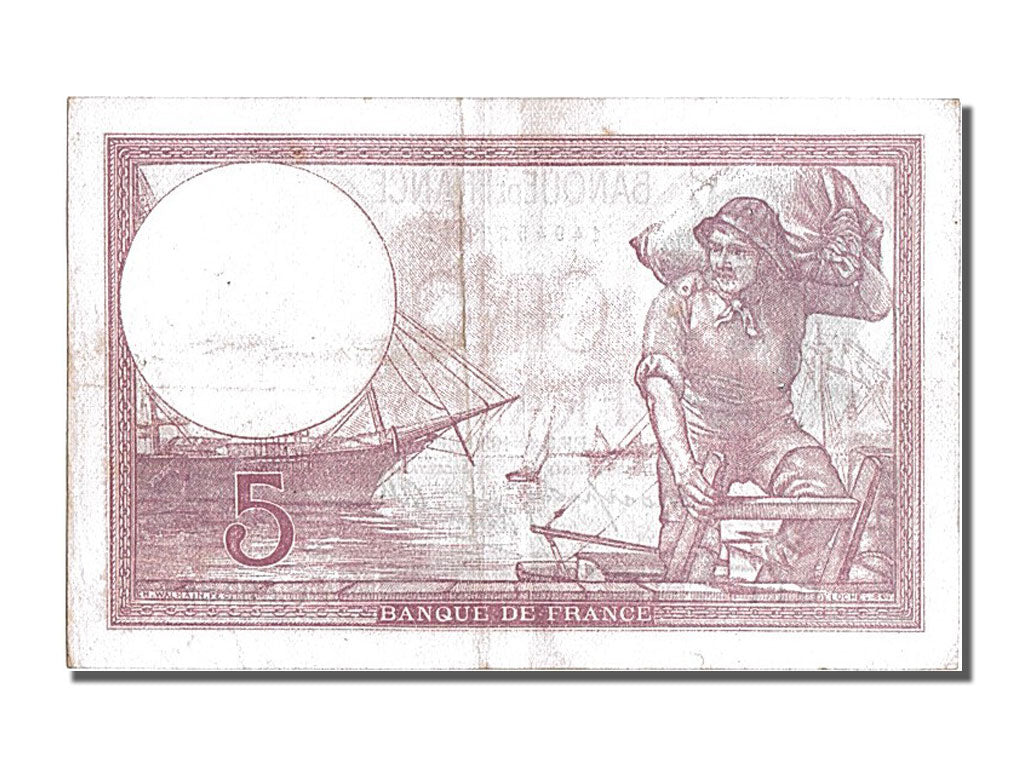 Billete, Francia, 5 Francs, 5 F 1917-1940 ''Violet'', 1939, MBC+, Fayette:04.04