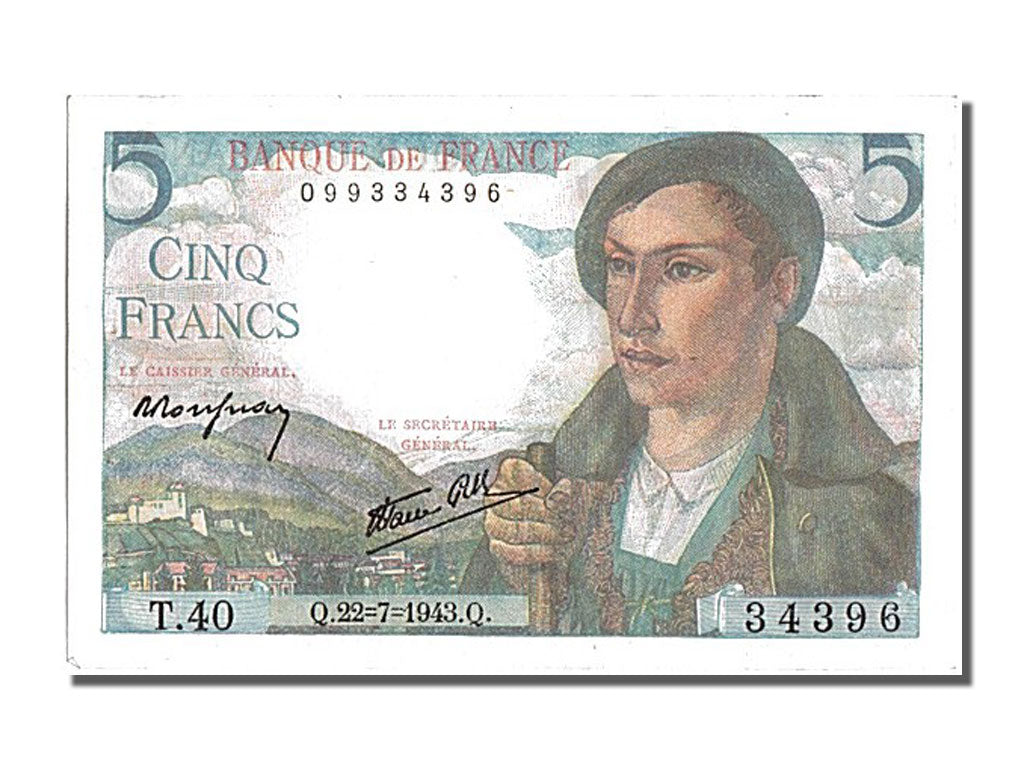 Billet, France, 5 Francs, 5 F 1943-1947 ''Berger'', 1943, 1943-07-22, SPL