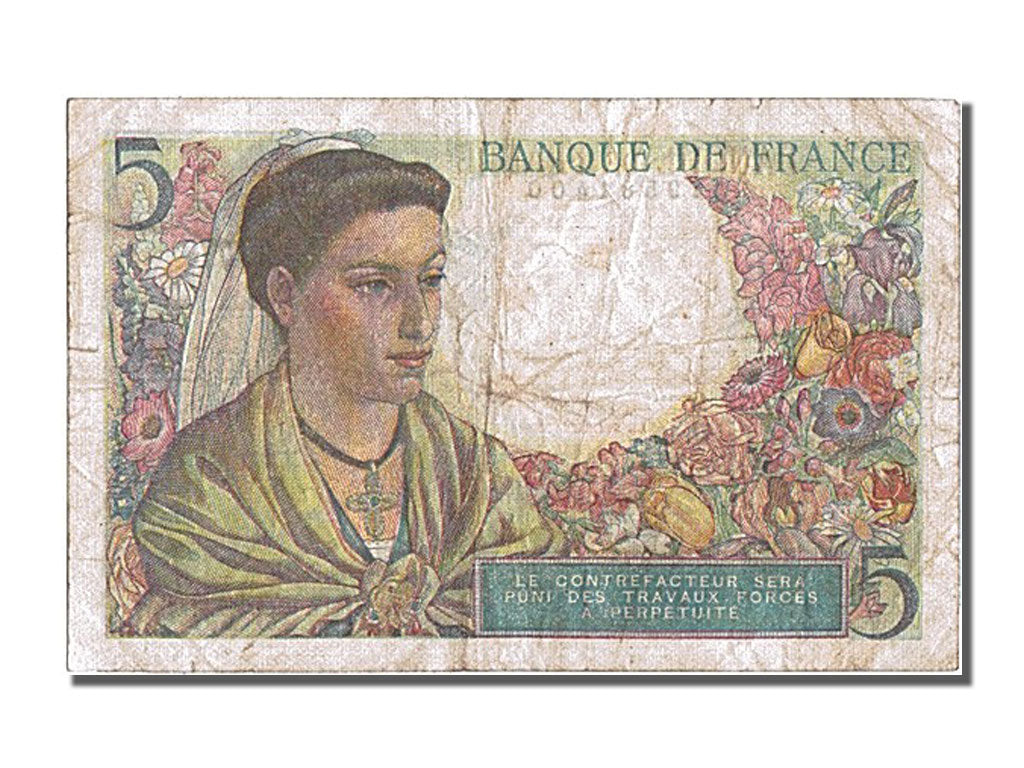 France, 5 Francs, 5 F 1943-1947 ''Berger'', 1945, KM #98a, 1945-04-05,...