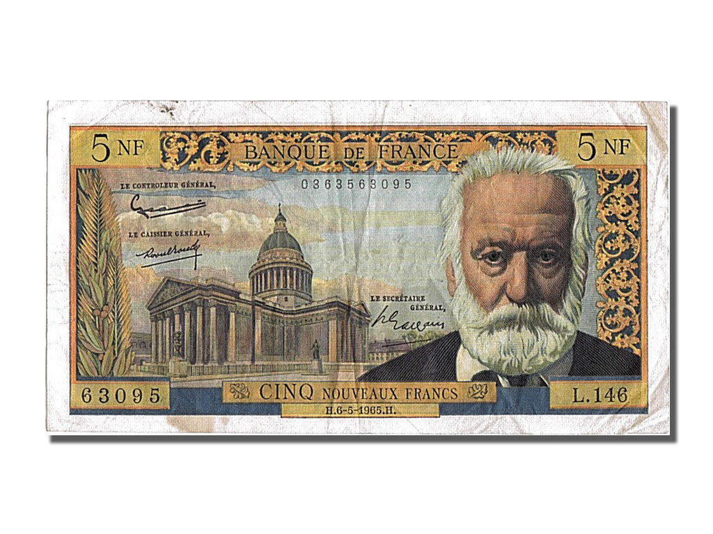 France, 5 Nouveaux Francs, 5 NF 1959-1965 ''Victor Hugo'', 1965, KM #141a,...