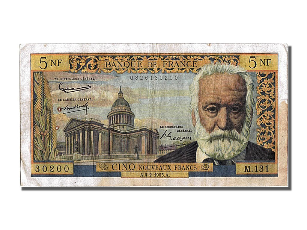 France, 5 Nouveaux Francs, 5 NF 1959-1965 ''Victor Hugo'', 1965, KM #141a,...