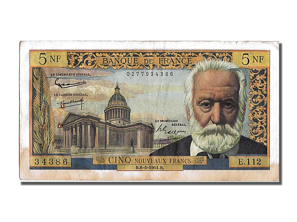France, 5 Nouveaux Francs, 5 NF 1959-1965 ''Victor Hugo'', 1964, KM #141a,...