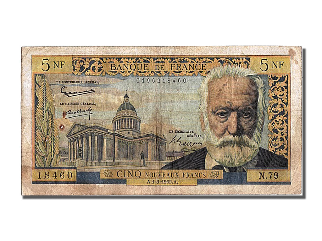 France, 5 Nouveaux Francs, 5 NF 1959-1965 ''Victor Hugo'', 1962, KM #141a,...