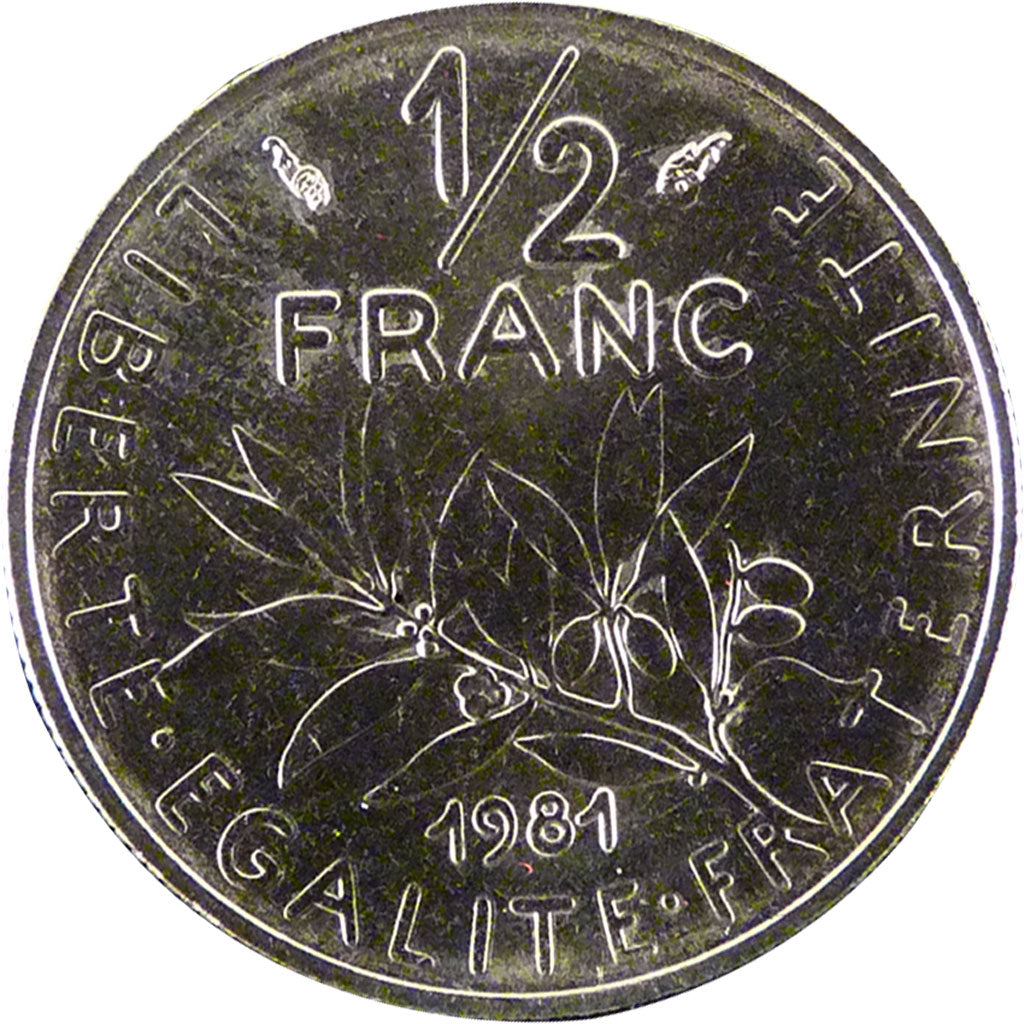 FRANCE, Semeuse, 1/2 Franc, 1981, Paris, KM #931.1, MS(65-70), Nickel, 19.5,...