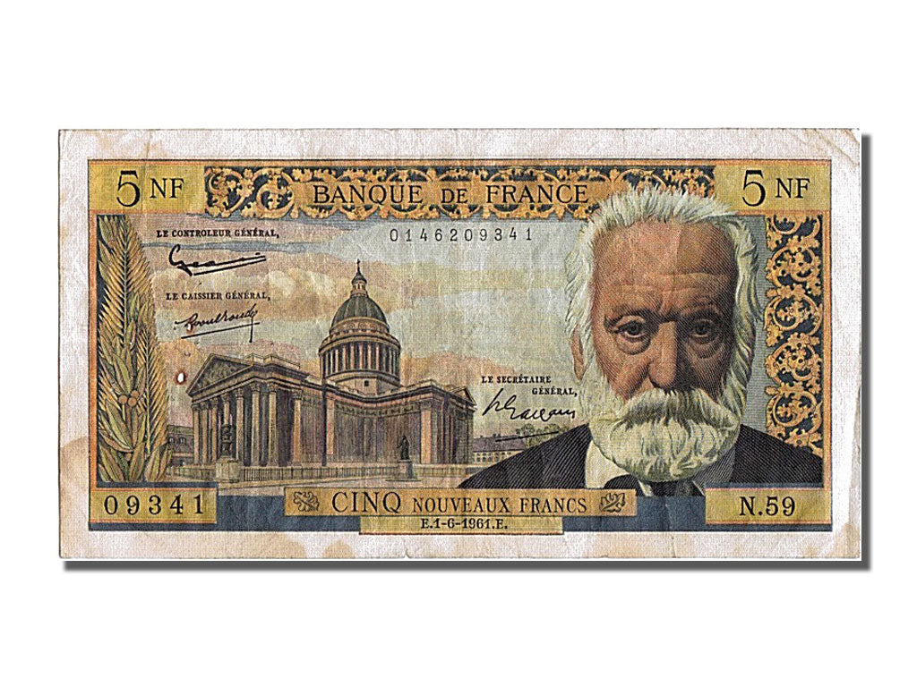Francia, 5 Nouveaux Francs, 5 NF 1959-1965 ''Victor Hugo'', 1961, KM:141a, 19...