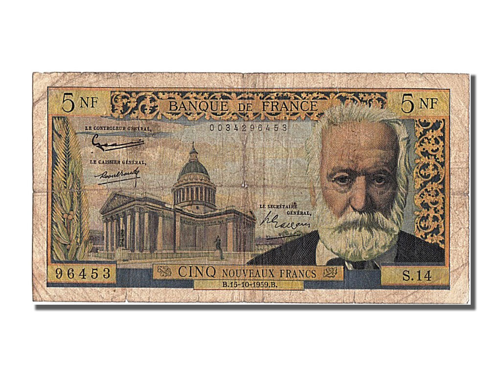 France, 5 Nouveaux Francs, 5 NF 1959-1965 ''Victor Hugo'', 1959, KM #141a,...
