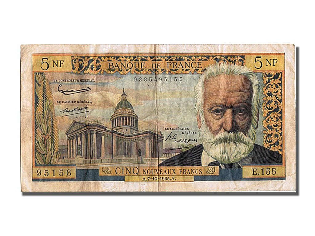 Francia, 5 Nouveaux Francs, 5 NF 1959-1965 ''Victor Hugo'', 1965, KM:141a, 19...