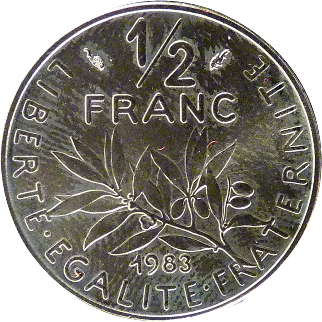 FRANCE, Semeuse, 1/2 Franc, 1983, Paris, KM #931.1, MS(65-70), Nickel, 19.5,...