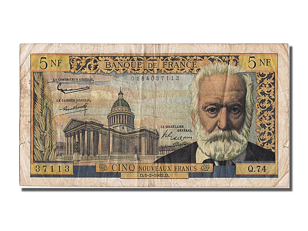 France, 5 Nouveaux Francs, 5 NF 1959-1965 ''Victor Hugo'', 1962, KM #141a,...