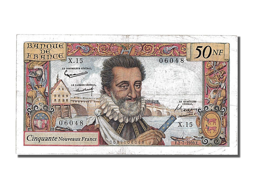 France, 50 Nouveaux Francs, 50 NF 1959-1961 ''Henri IV'', 1959, KM #143a,...