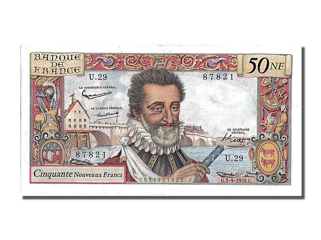 France, 50 Nouveaux Francs, 50 NF 1959-1961 ''Henri IV'', 1959, KM #143a,...