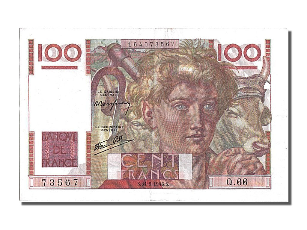 Banknote, France, 100 Francs, 100 F 1945-1954 ''Jeune Paysan'', 1946
