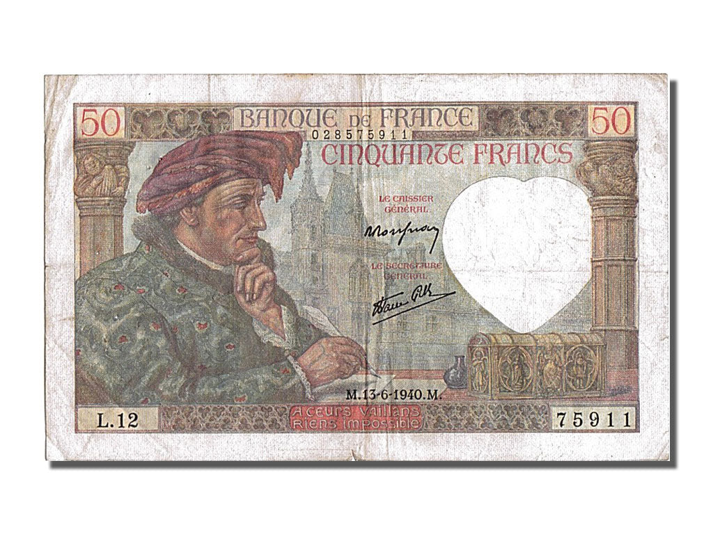 Biljet, Frankrijk, 50 Francs, 50 F 1940-1942 ''Jacques Coeur'', 1940