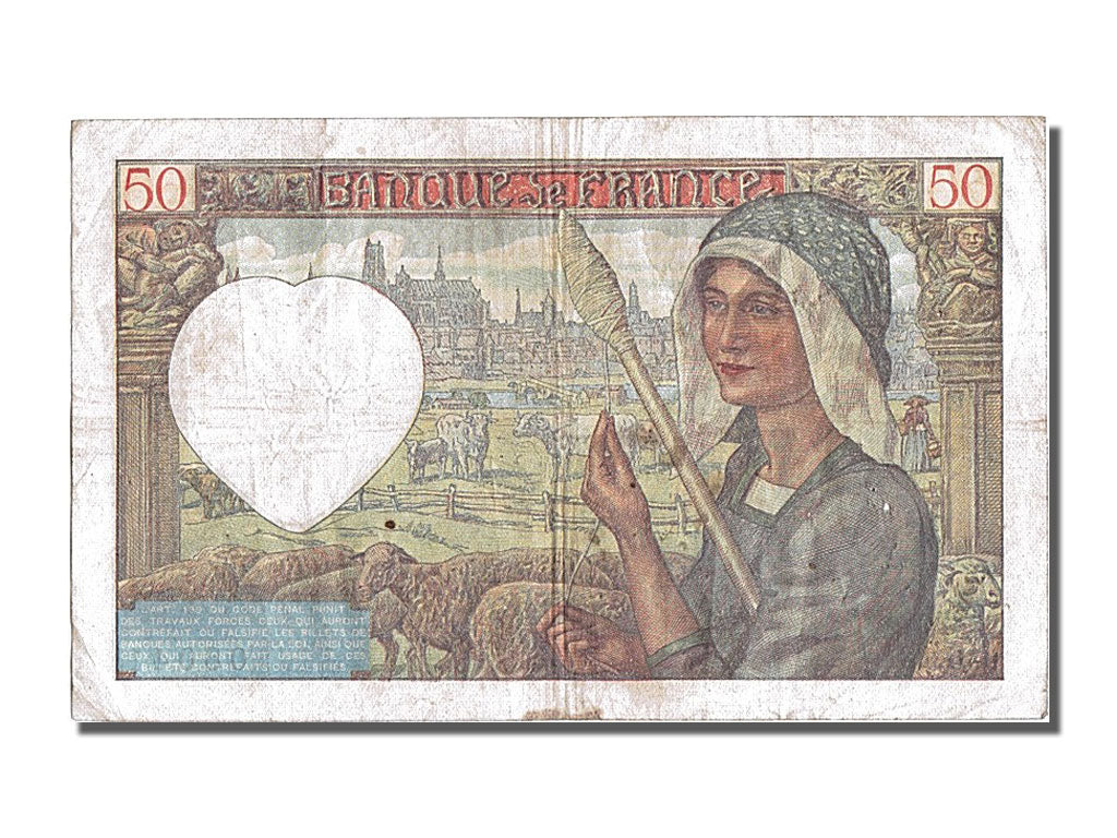 Banknot, Francja, 50 Francs, Jacques Coeur, 1940, 1940-09-05, EF(40-45)