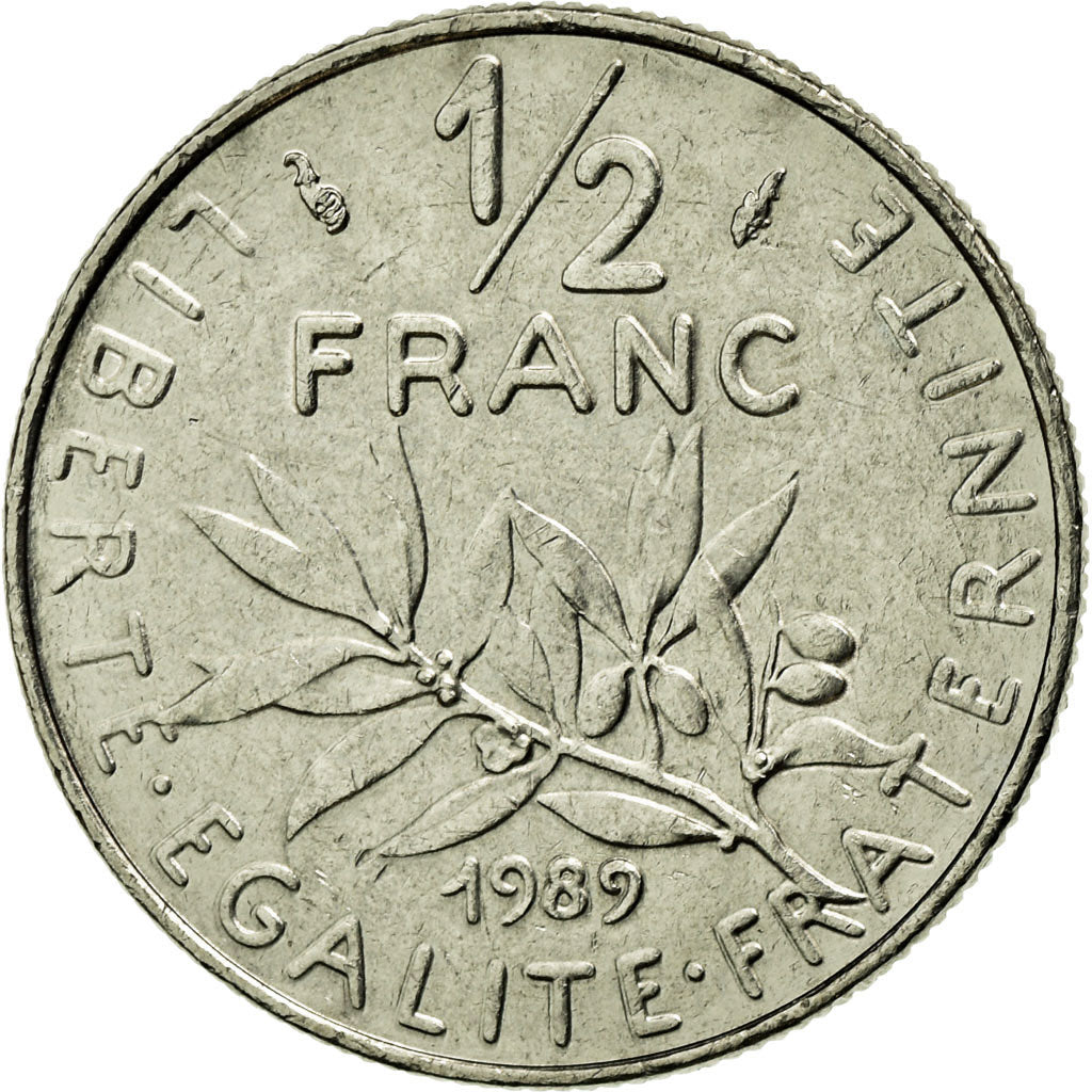 Coin, France, Semeuse, 1/2 Franc, 1989, MS(65-70), Nickel, Gadoury:429