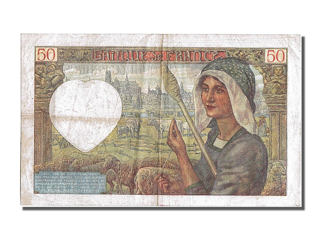 France, 50 Francs, 50 F 1940-1942 ''Jacques Coeur'', 1942, KM #93, 1942-05-15,..