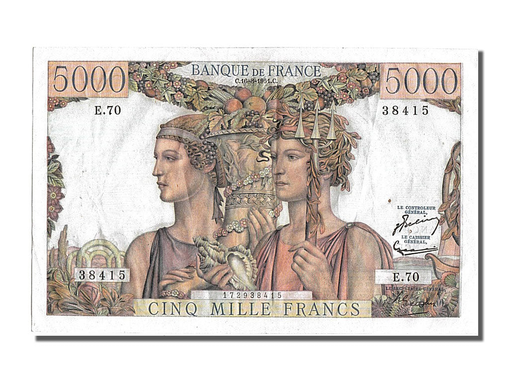 Biljet, Frankrijk, 5000 Francs, 5 000 F 1949-1957 ''Terre et Mer'', 1951, TTB+