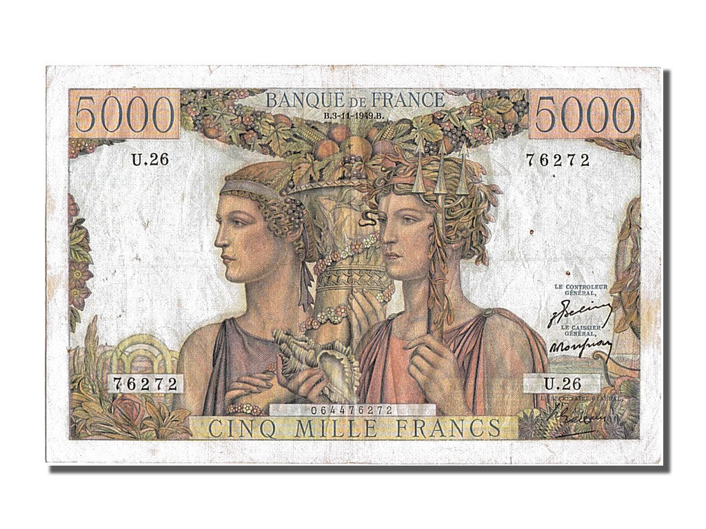 Banknote, France, 5000 Francs, 5 000 F 1949-1957 ''Terre et Mer'', 1949
