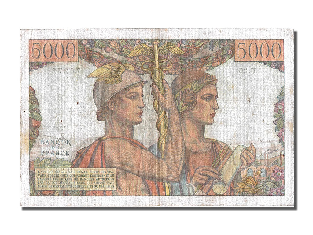 Banknote, France, 5000 Francs, 5 000 F 1949-1957 ''Terre et Mer'', 1949
