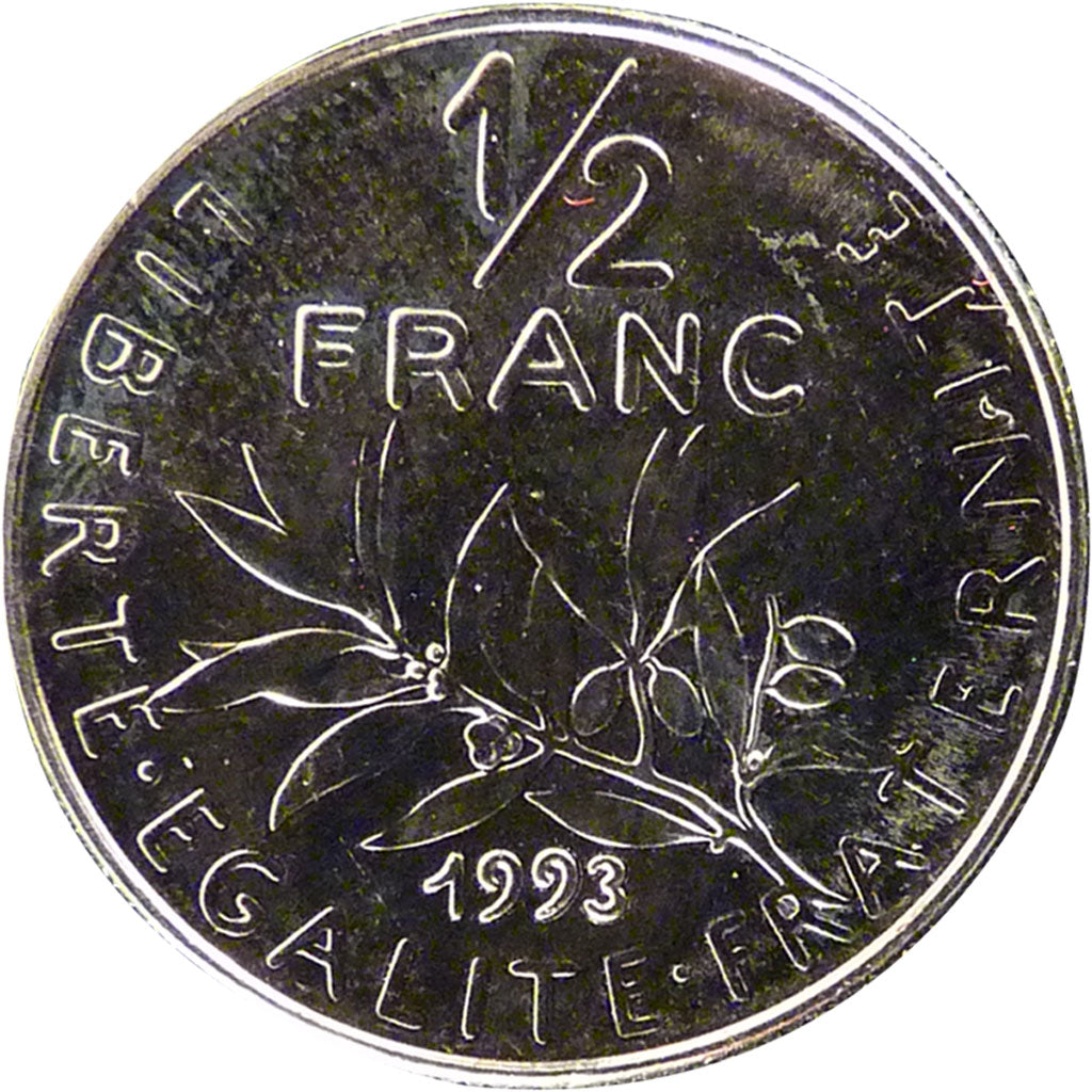 FRANCE, Semeuse, 1/2 Franc, 1993, Paris, KM #931.1, MS(65-70), Nickel, 19.5,...
