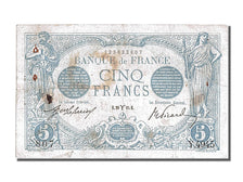 France, 5 Francs, 5 F 1912-1917 ''Bleu'', 1915, KM #70, 1915-03-29, VF(20-25),..