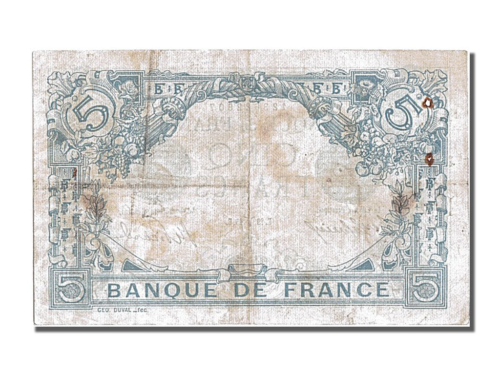France, 5 Francs, 5 F 1912-1917 ''Bleu'', 1915, KM #70, 1915-03-29, VF(20-25),..