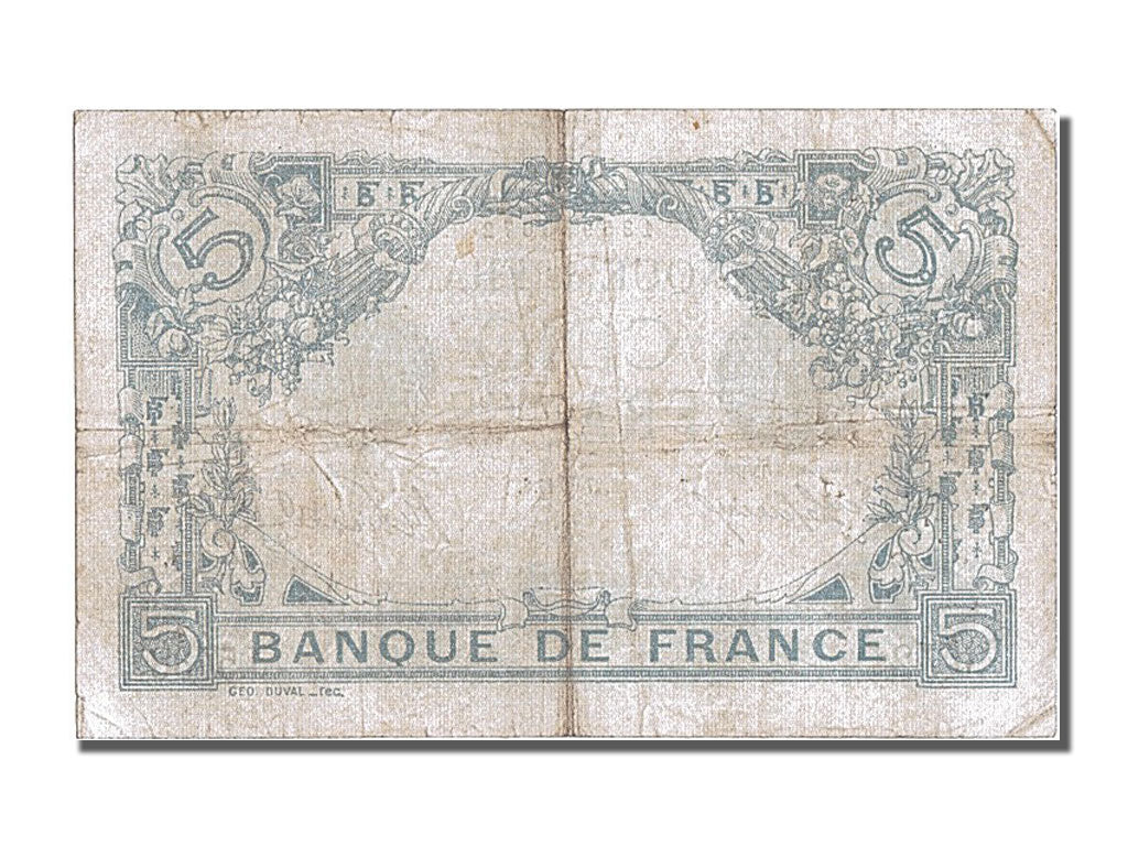 Geldschein, Frankreich, 5 Francs, 5 F 1912-1917 ''Bleu'', 1915, 1915-04-27, SS+