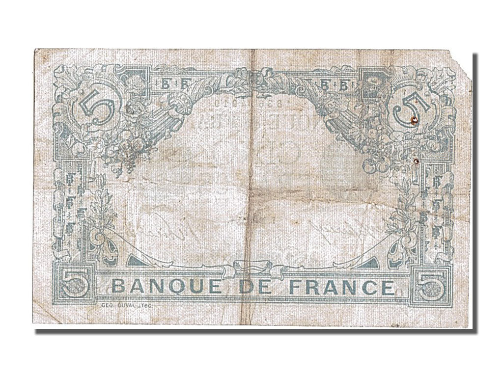 France, 5 Francs, 5 F 1912-1917 ''Bleu'', 1915, KM #70, 1915-08-20, EF(40-45),..