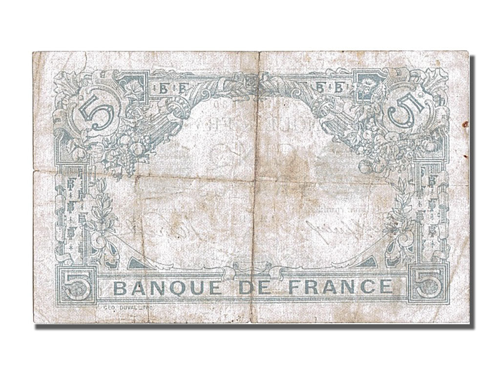 Banconote, Francia, 5 Francs, 20 F 1905-1913 ''Bleu'', 1915, 1915-12-24, BB+