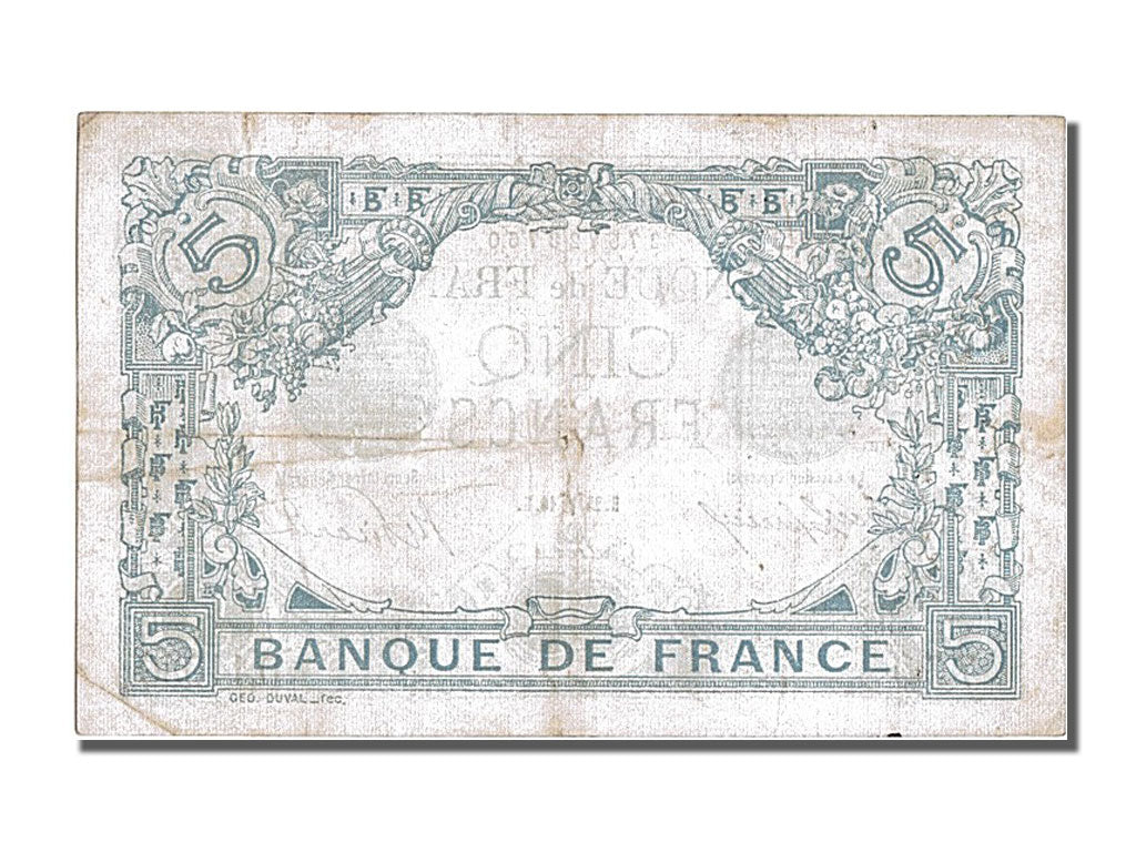 Francia, 5 Francs, 5 F 1912-1917 ''Bleu'', 1916, KM:70, 1916-03-25, MB+, Faye...