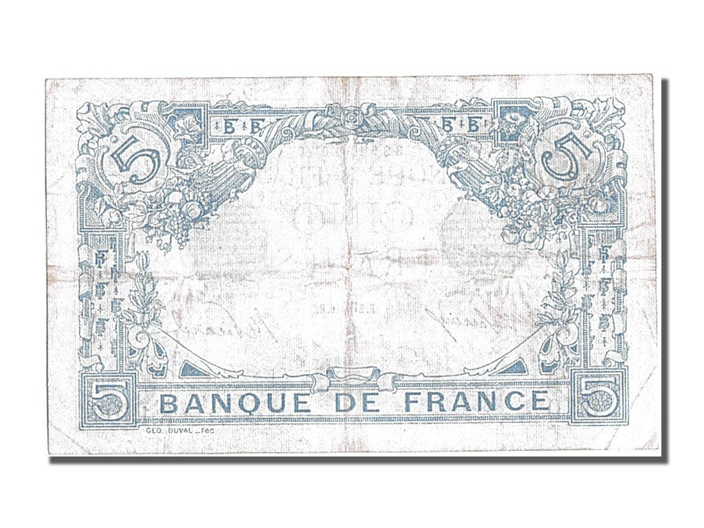 Geldschein, Frankreich, 5 Francs, 5 F 1912-1917 ''Bleu'', 1916, 1916-10-02, SS