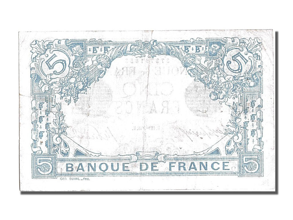 France, 5 Francs, 5 F 1912-1917 ''Bleu'', 1916, KM #70, 1916-11-14, AU(50-53),..