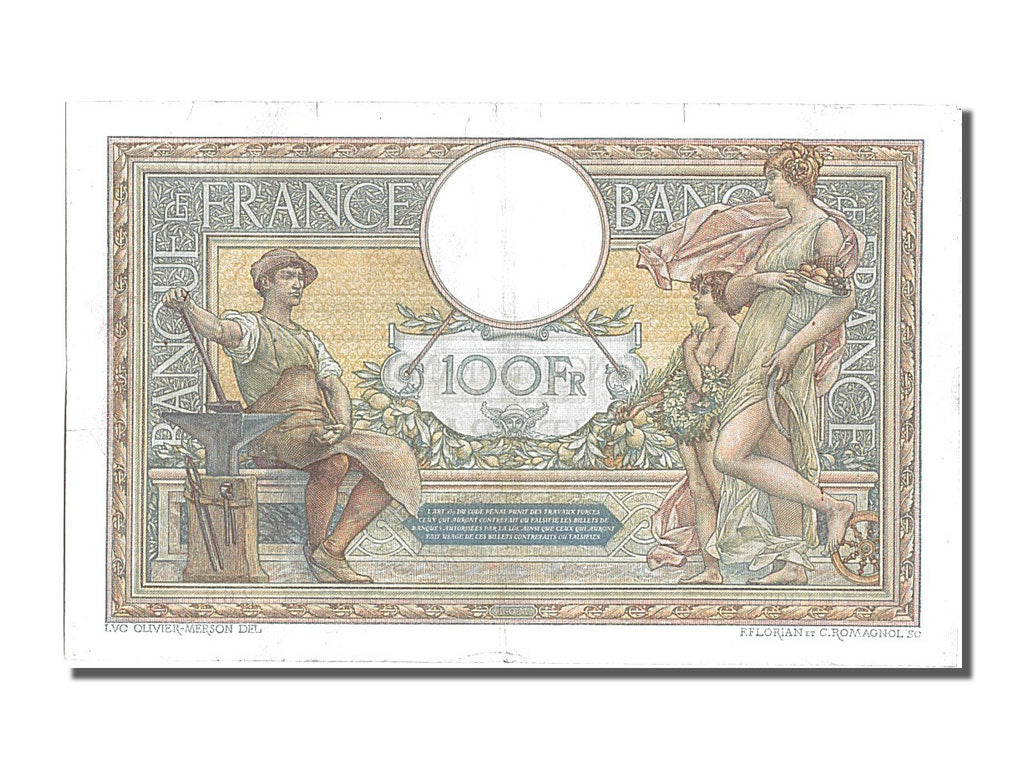 Banconote, Francia, 100 Francs, 100 F 1908-1939 ''Luc Olivier Merson'', 1925