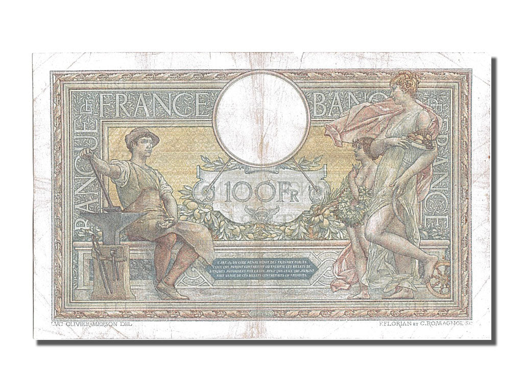 France, 100 Francs, 100 F 1908-1939 ''Luc Olivier Merson'', 1925, KM #78a,...