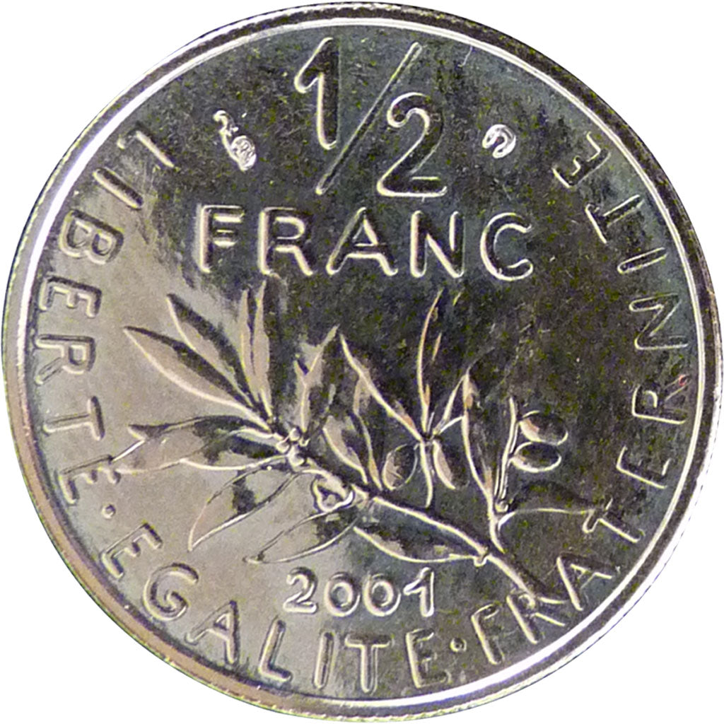 FRANCE, Semeuse, 1/2 Franc, 2001, Paris, MS(65-70), Nickel, 19.5, Gadoury #429,.